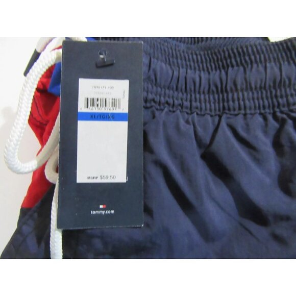 Tommy Hilfiger Mens Colorblock Swim Trunks Navy / Red / Blue XL - Picture 4 of 5